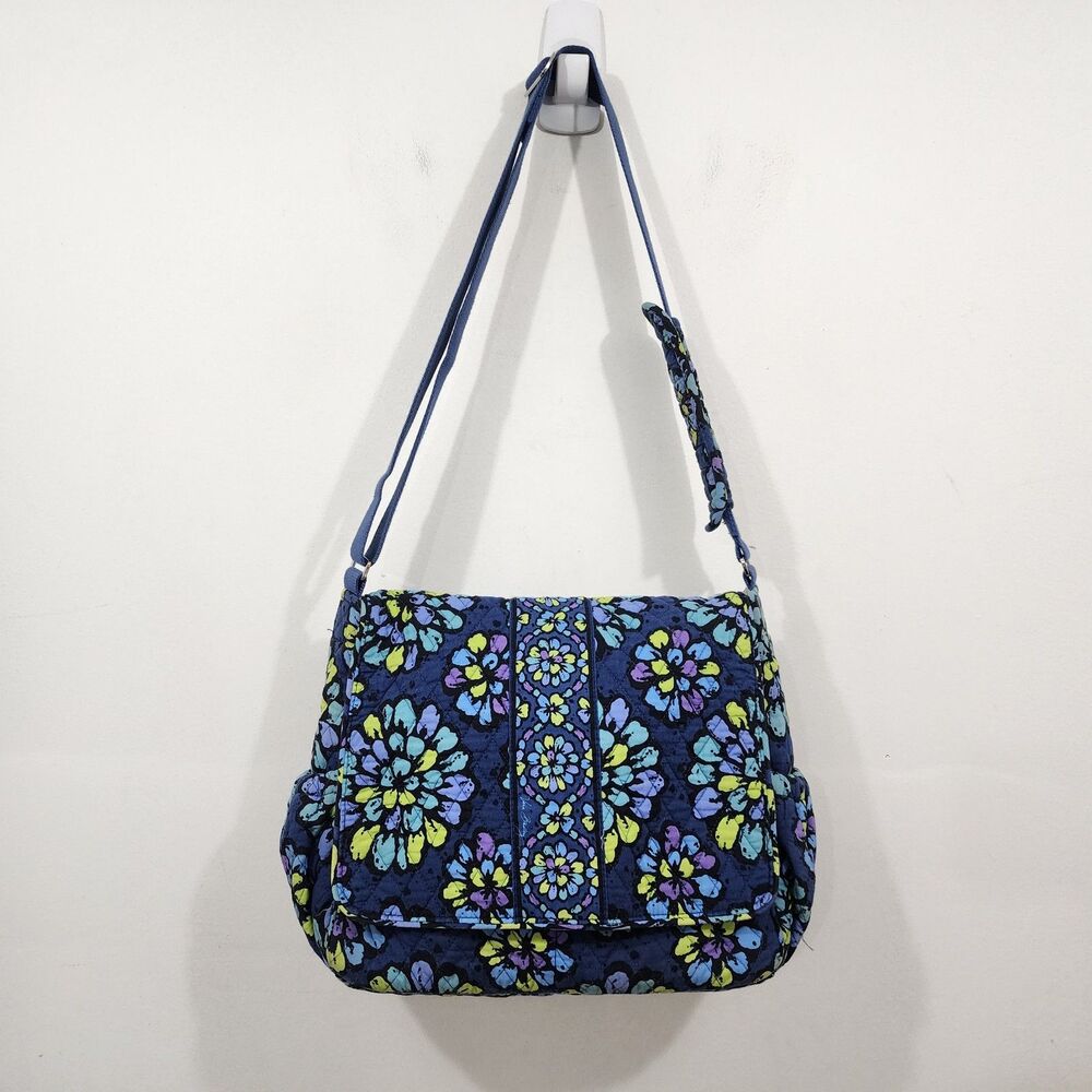 Vera Bradley Indigo Pop Mailbag Crossbody Messenger Bag Blue Floral Retired
